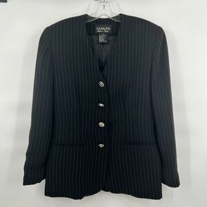 Adolfo striped blazer jacket no collar 6